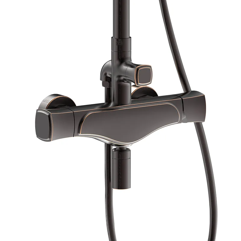 LA FONZA SHOWER COLUMN SLT1024-1001 MATTE BLACK BRASS BATHROOM ROUND